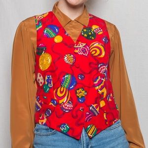 100% Silk Vintage Christmas Vest with Ornaments